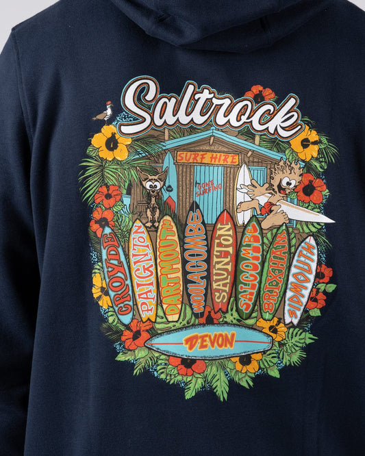 Surfshack Devon - Mens Pop Hoodie - Blue
