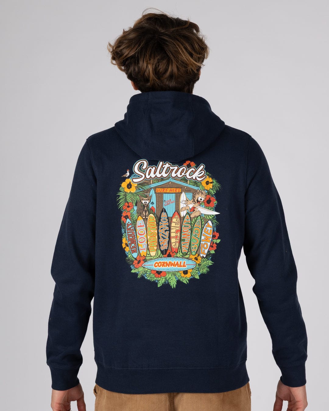 Surf Shack Cornwall - Mens Pop Hoodie - Blue