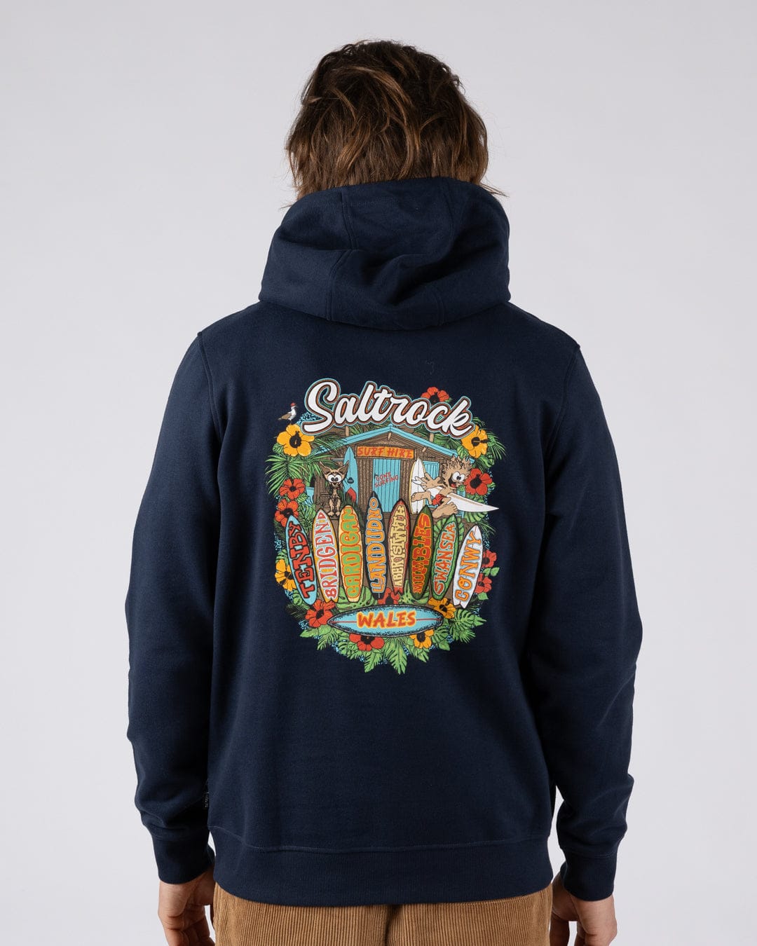 Surf Shack Wales - Mens Pop Hoodie - Blue