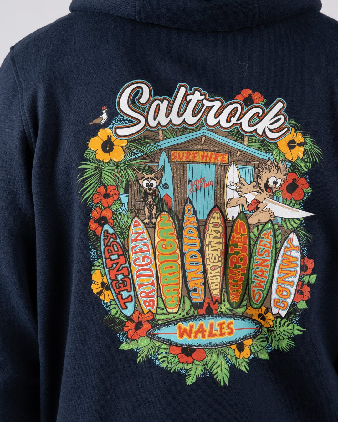 Surf Shack Wales - Mens Pop Hoodie - Blue