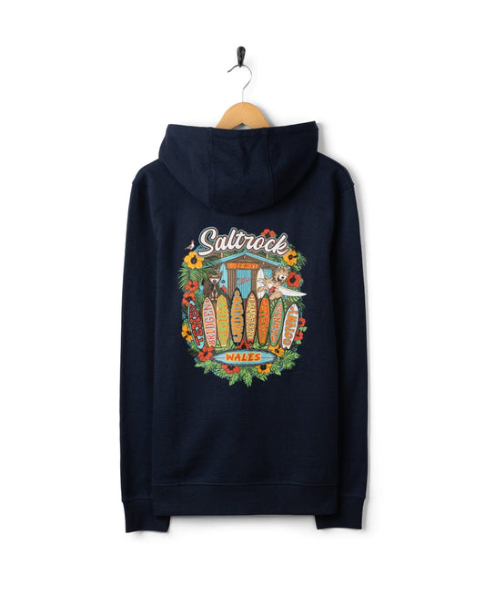 Surfshack Wales - Mens Pop Hoodie - Blue