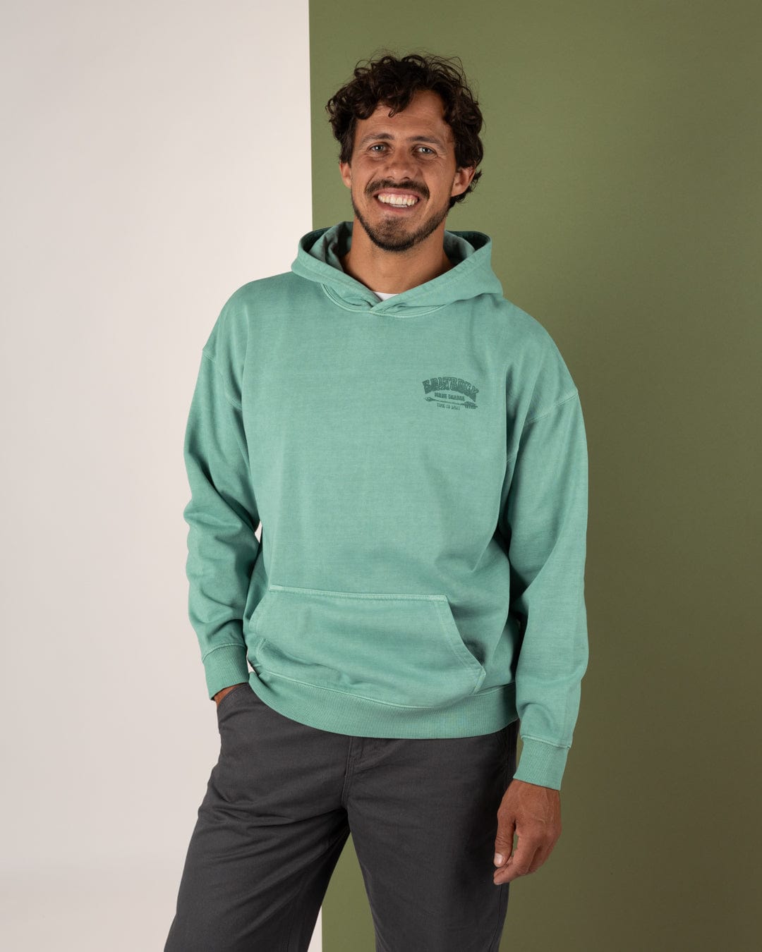 Split Dark - Mens Oversized Pop Hoodie - Light Blue