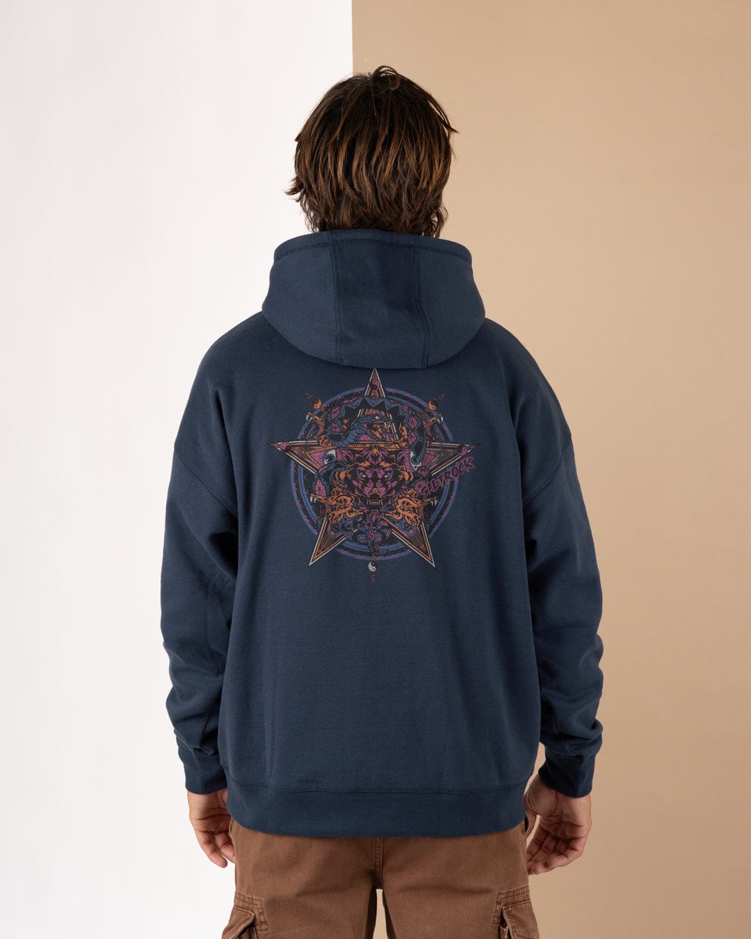 Wolfscale II - Mens Oversized Pop Hoodie - Blue