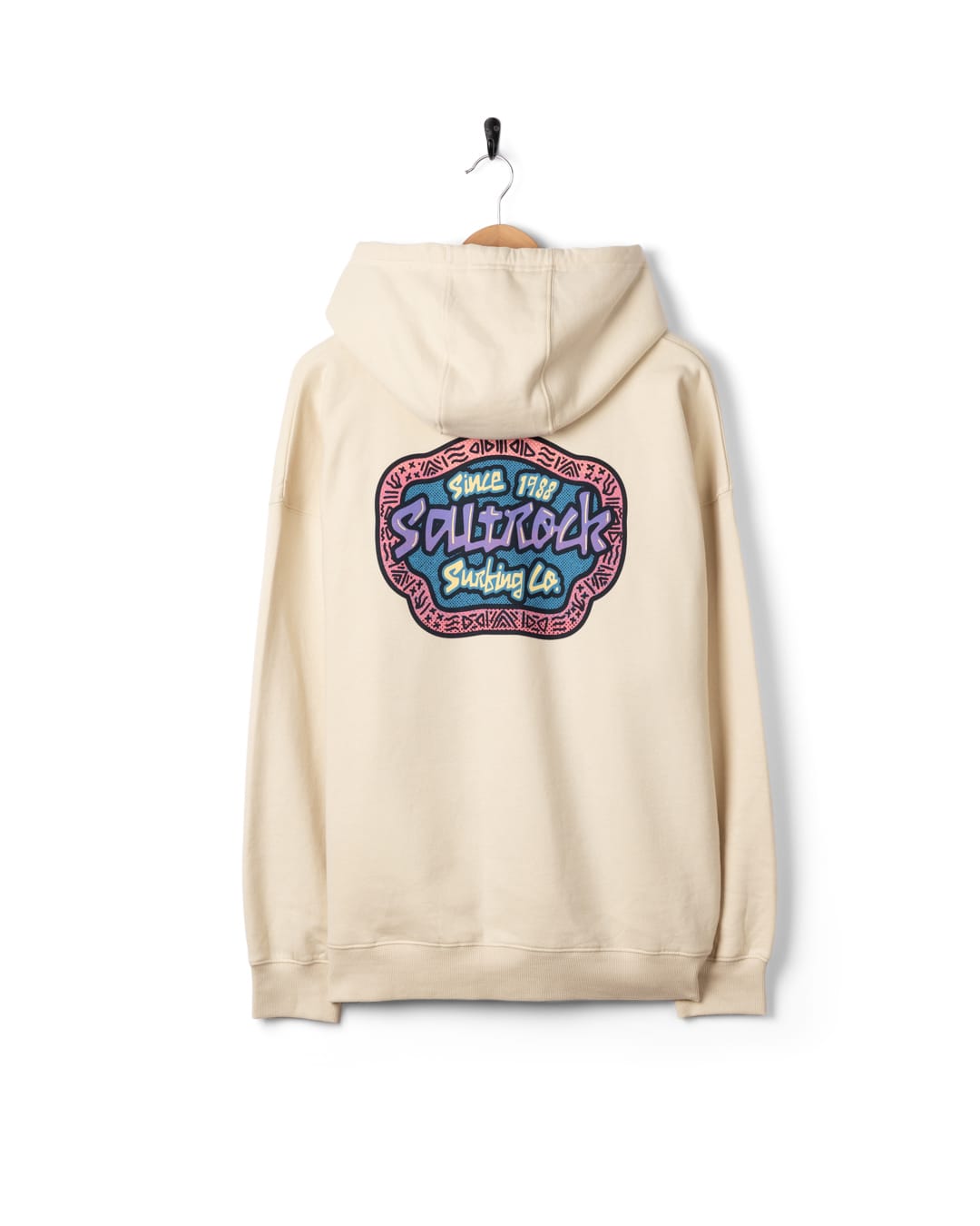 Mens Tribal Frame Pop Hoodie in Cream