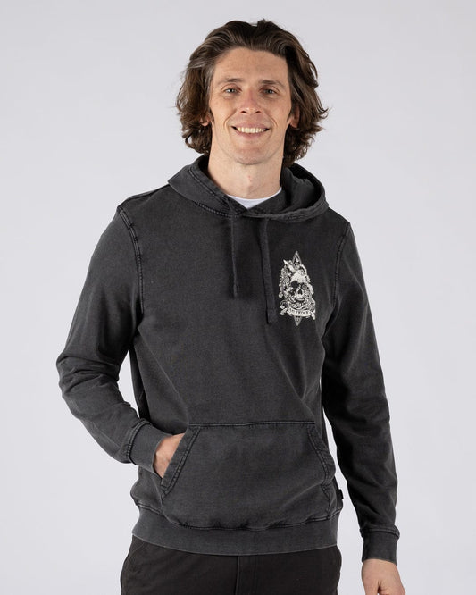 Dark Waters Mens Pop Hoodie in Dark Grey