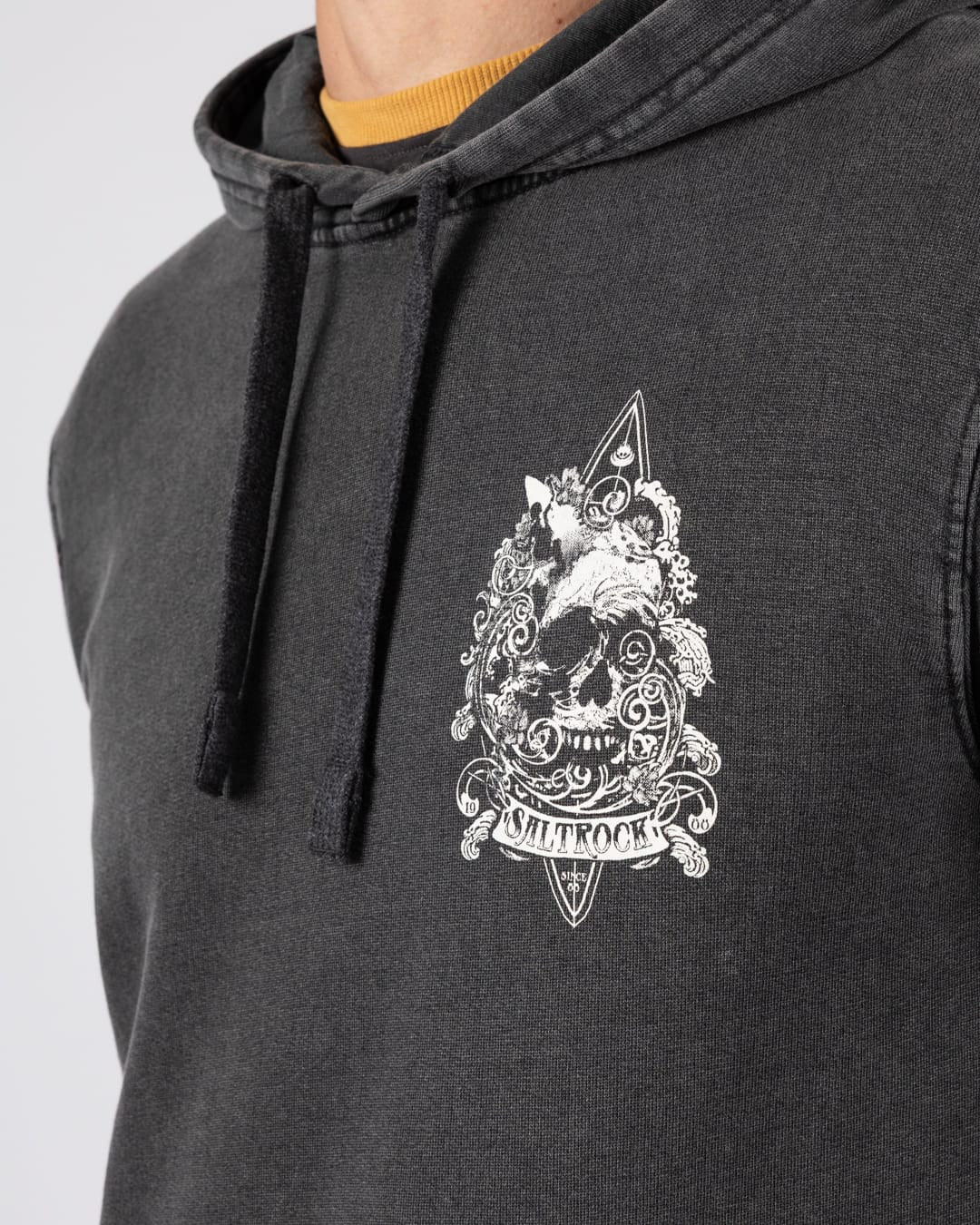 Dark Waters Mens Pop Hoodie in Dark Grey