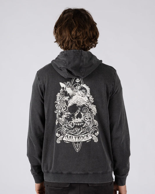 Dark Waters Mens Pop Hoodie in Dark Grey