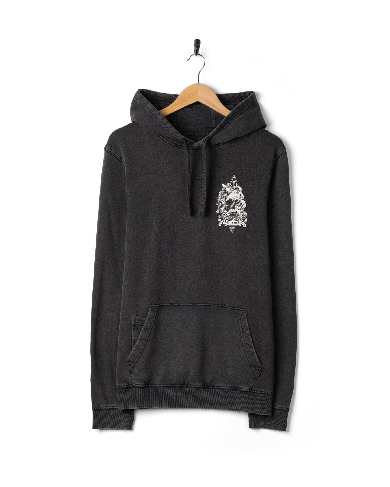 Dark Waters Mens Pop Hoodie in Dark Grey