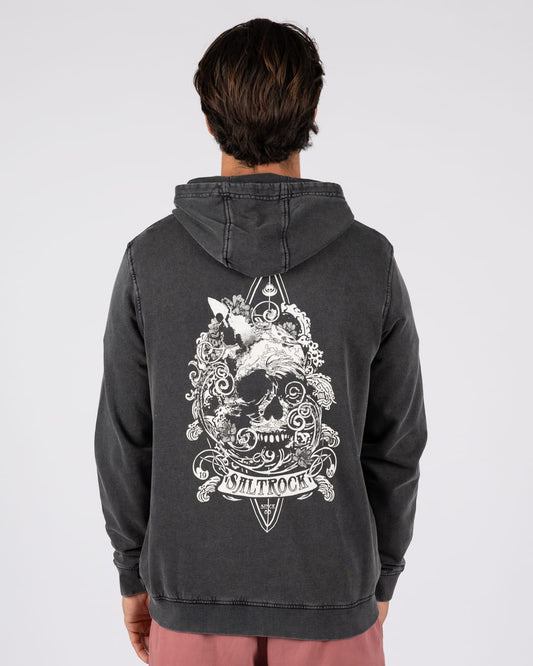 Dark Waters Mens Pop Hoodie in Dark Grey