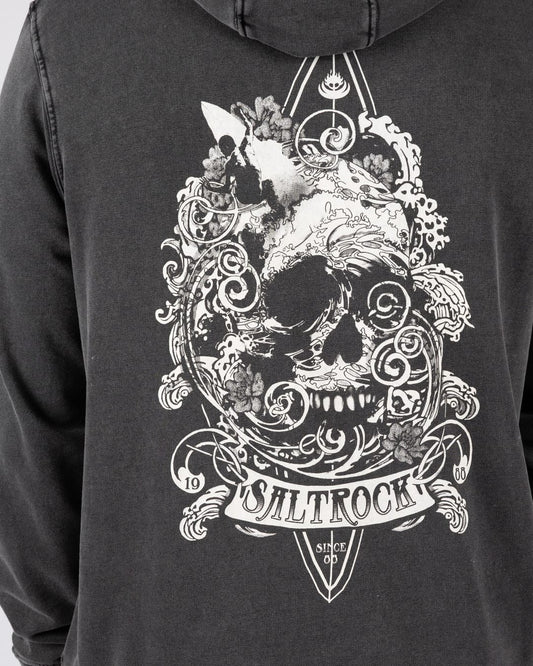 Dark Waters Mens Pop Hoodie in Dark Grey
