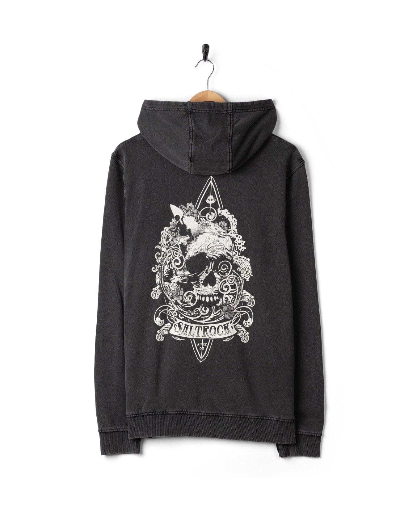 Dark Waters Mens Pop Hoodie in Dark Grey