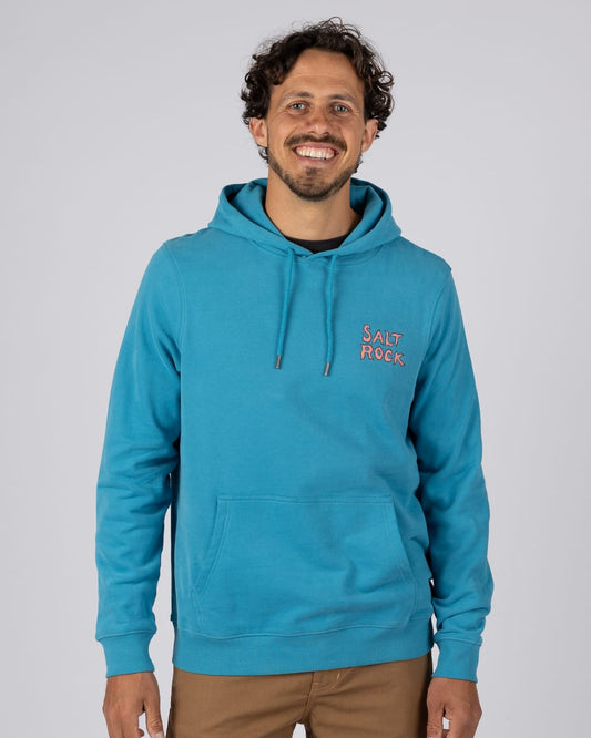 One More Wave Mens Pop Hoodie in Bright Blue