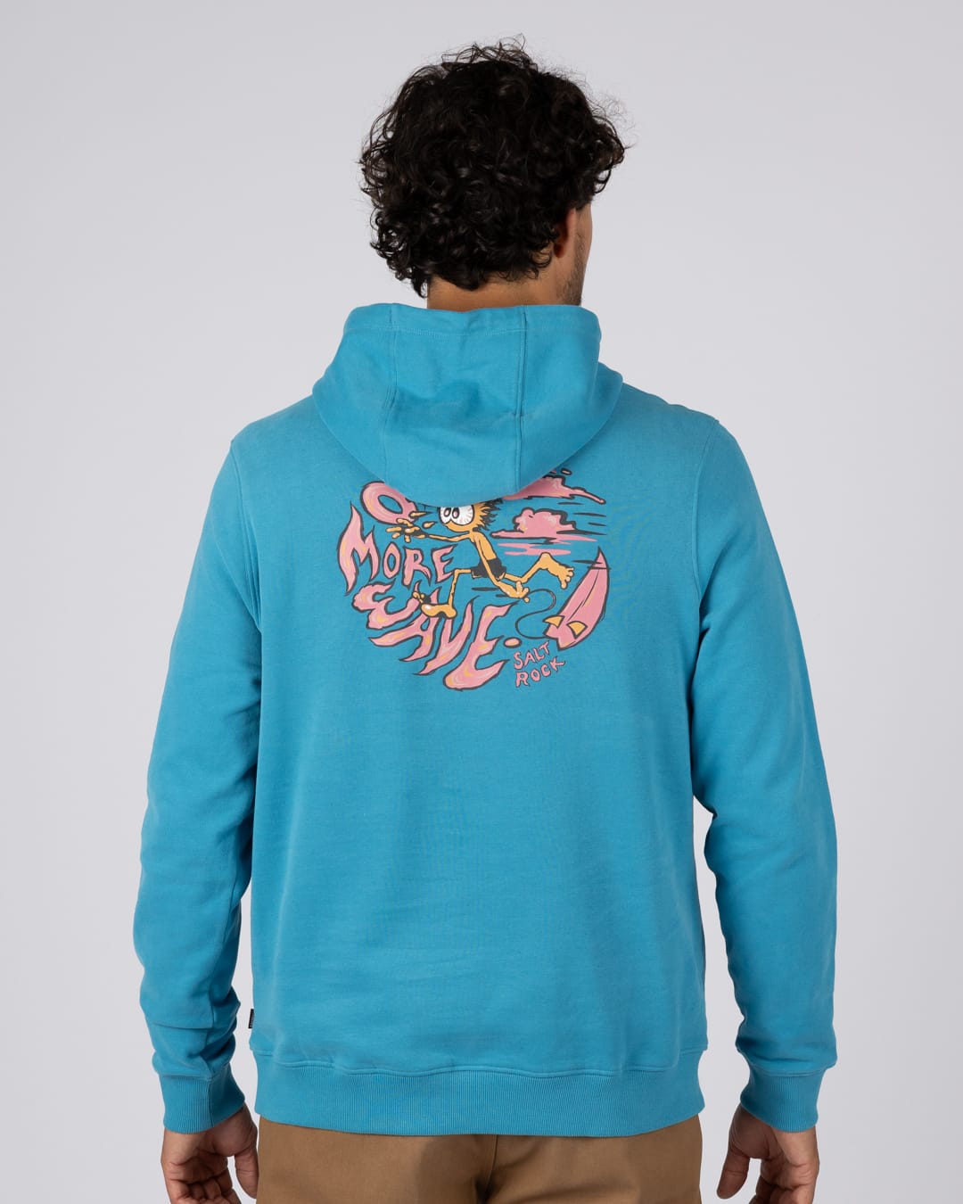 One More Wave Mens Pop Hoodie in Bright Blue
