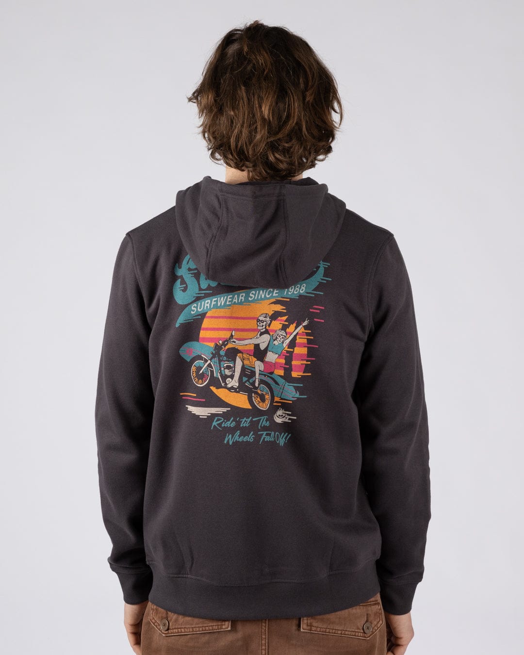 Shore Ride Mens Zip Hoodie in Dark Grey