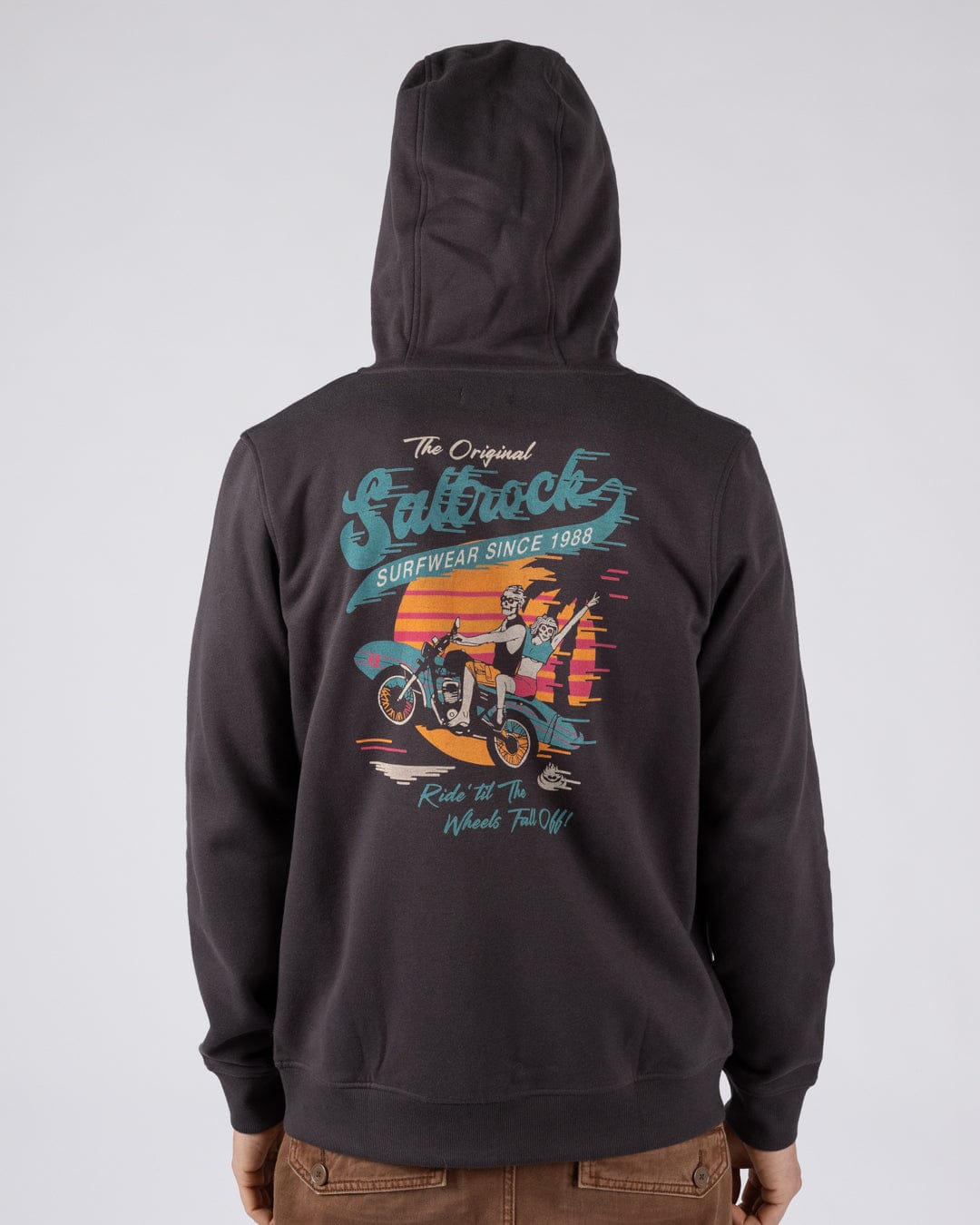 Shore Ride Mens Zip Hoodie in Dark Grey