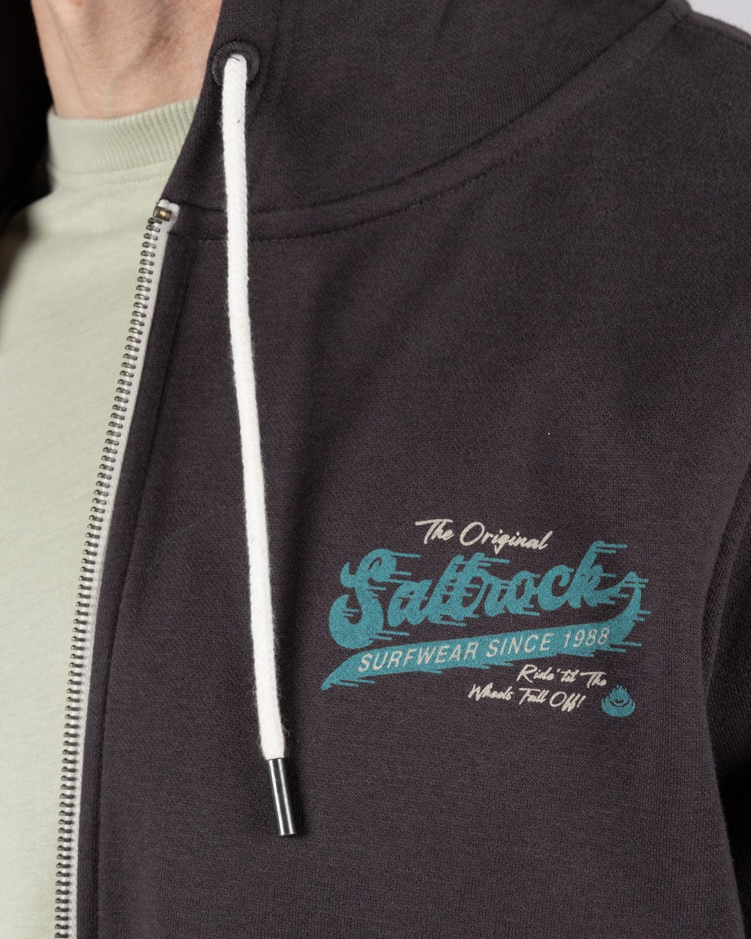 Shore Ride Mens Zip Hoodie in Dark Grey