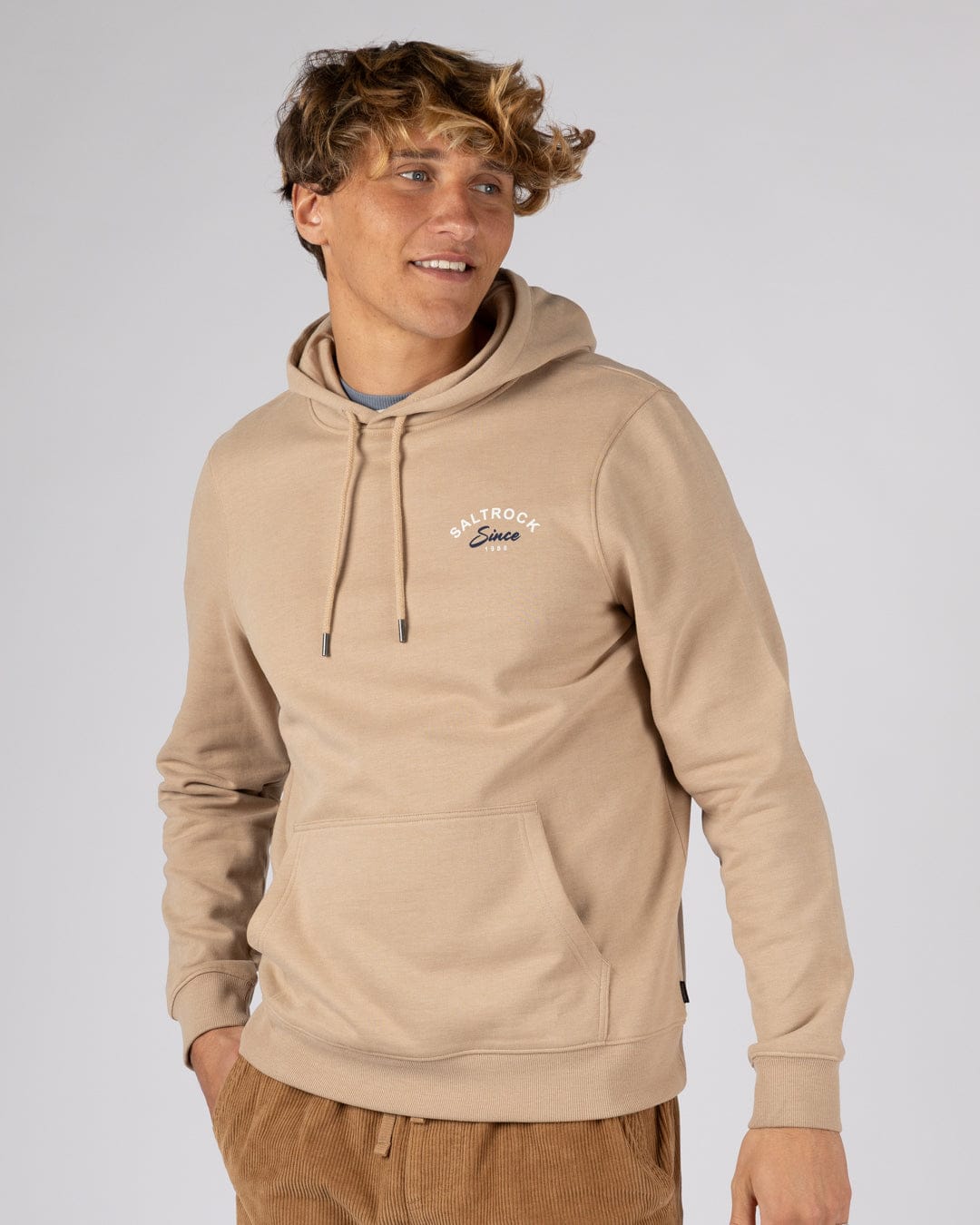 Deep Sea Flame Devon - Mens Pop Hoodie - Beige
