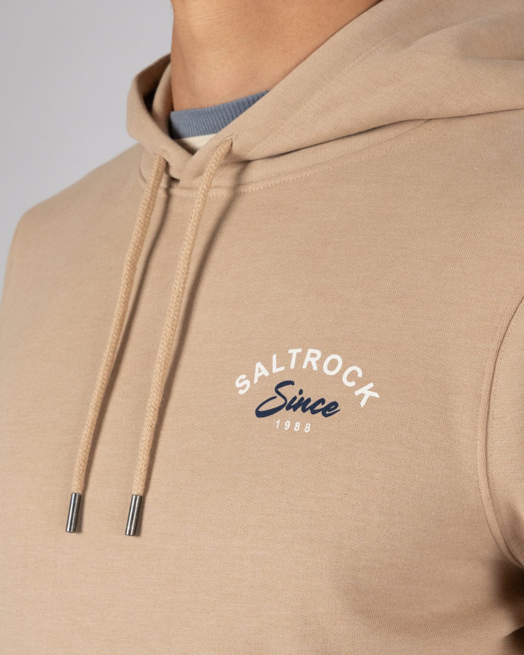 Deep Sea Flame Wales Mens Pop Hoodie in Beige