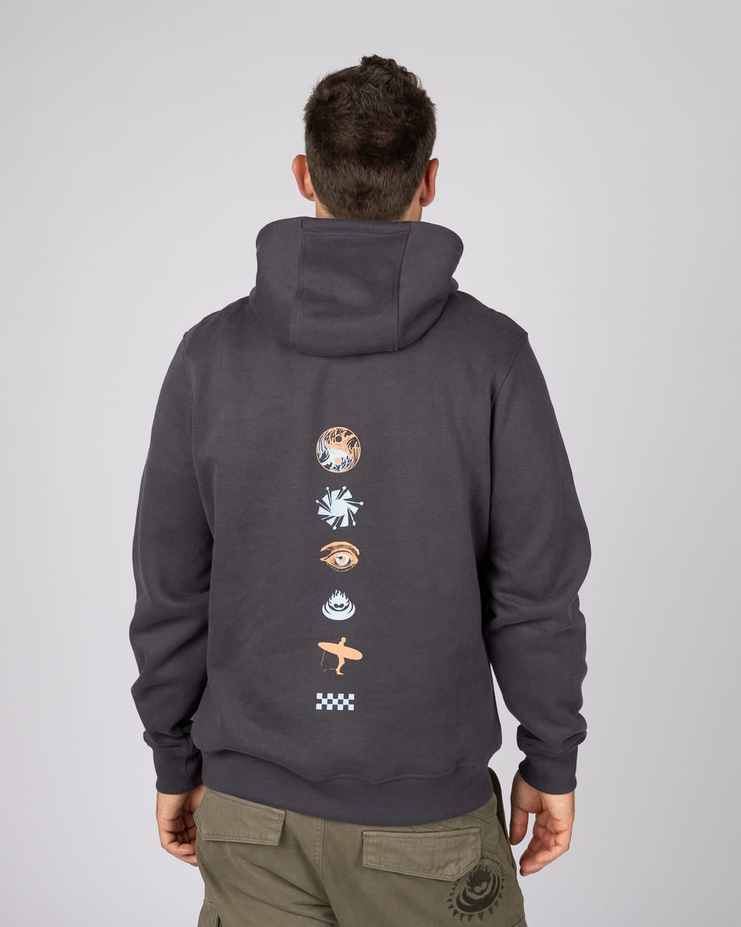 Portal Mens Classic Pop Hoodie in Grey