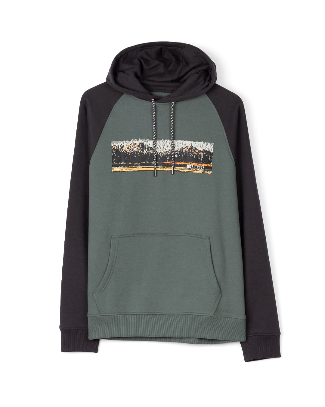 Mountain Painted Stripe Mens Pop Hoodie in Green
