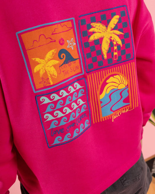 Vacay - Womens Cropped Pop Hoodie - Pink - SS25
