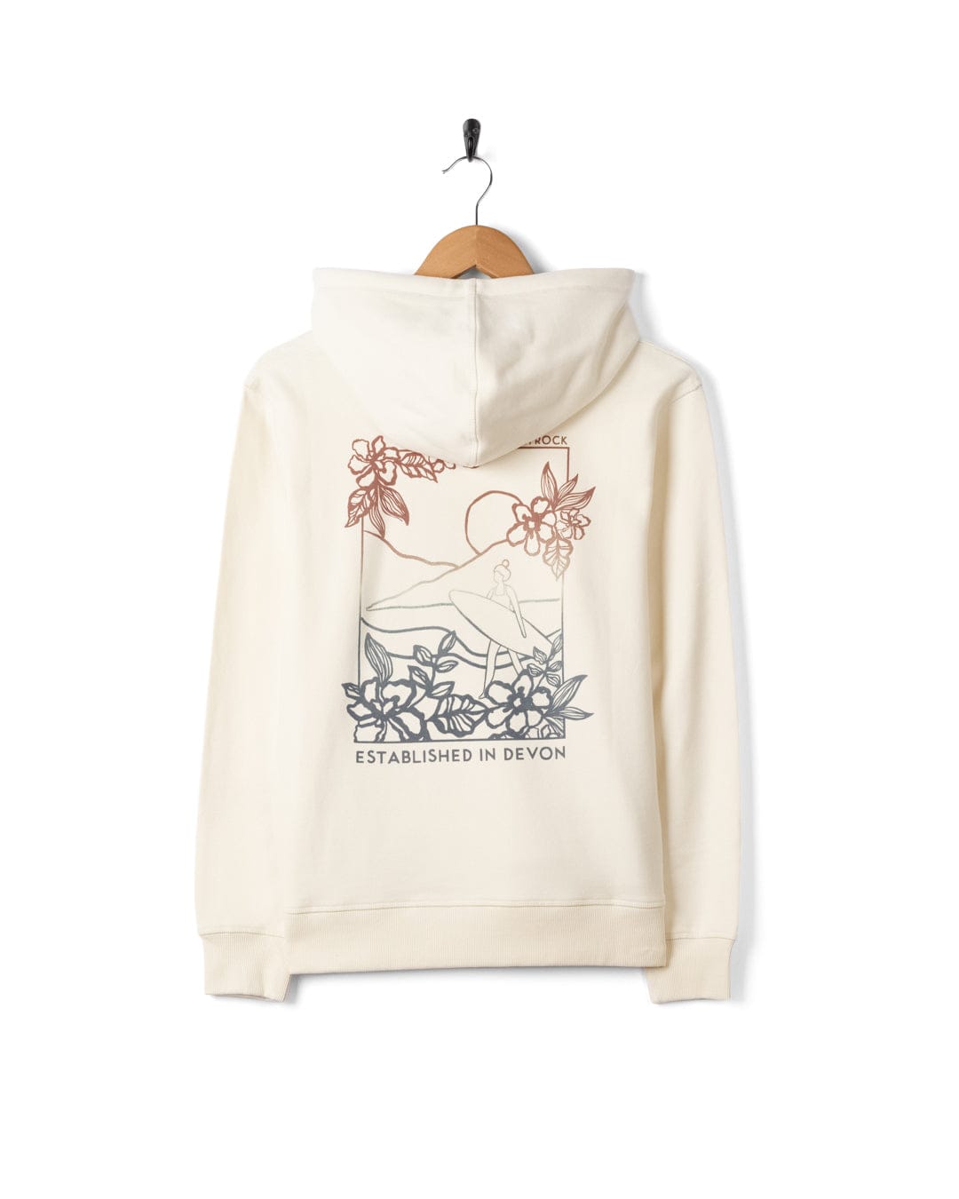 Happy Place Devon Womens Pop Hoodie in Cream