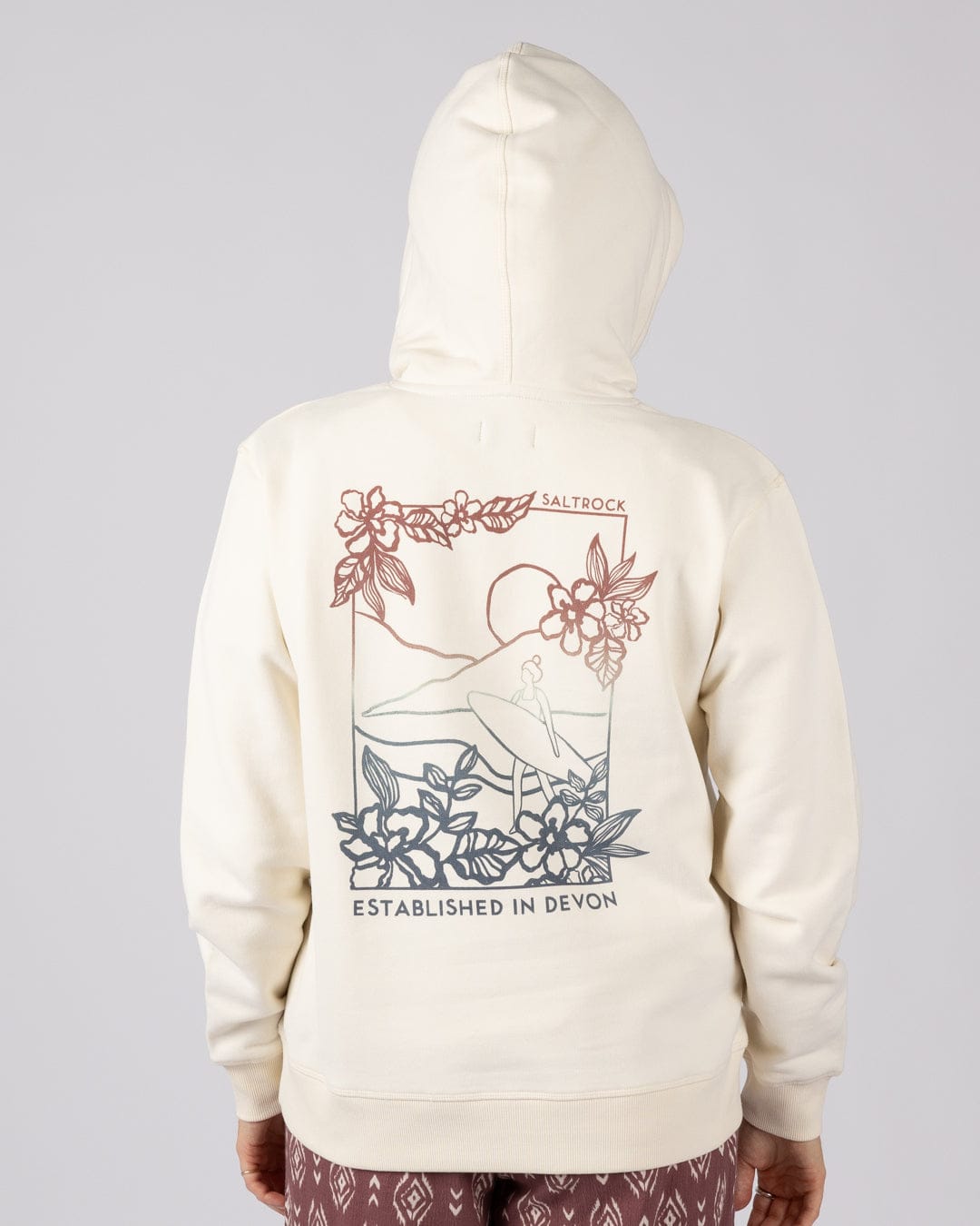 Happy Place Devon Womens Pop Hoodie in Cream