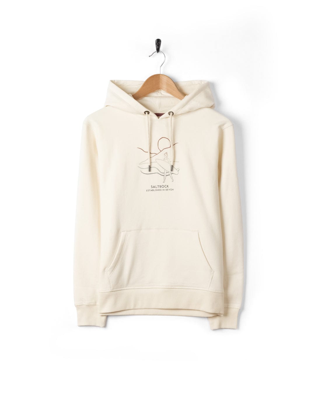 Happy Place Devon Womens Pop Hoodie in Cream
