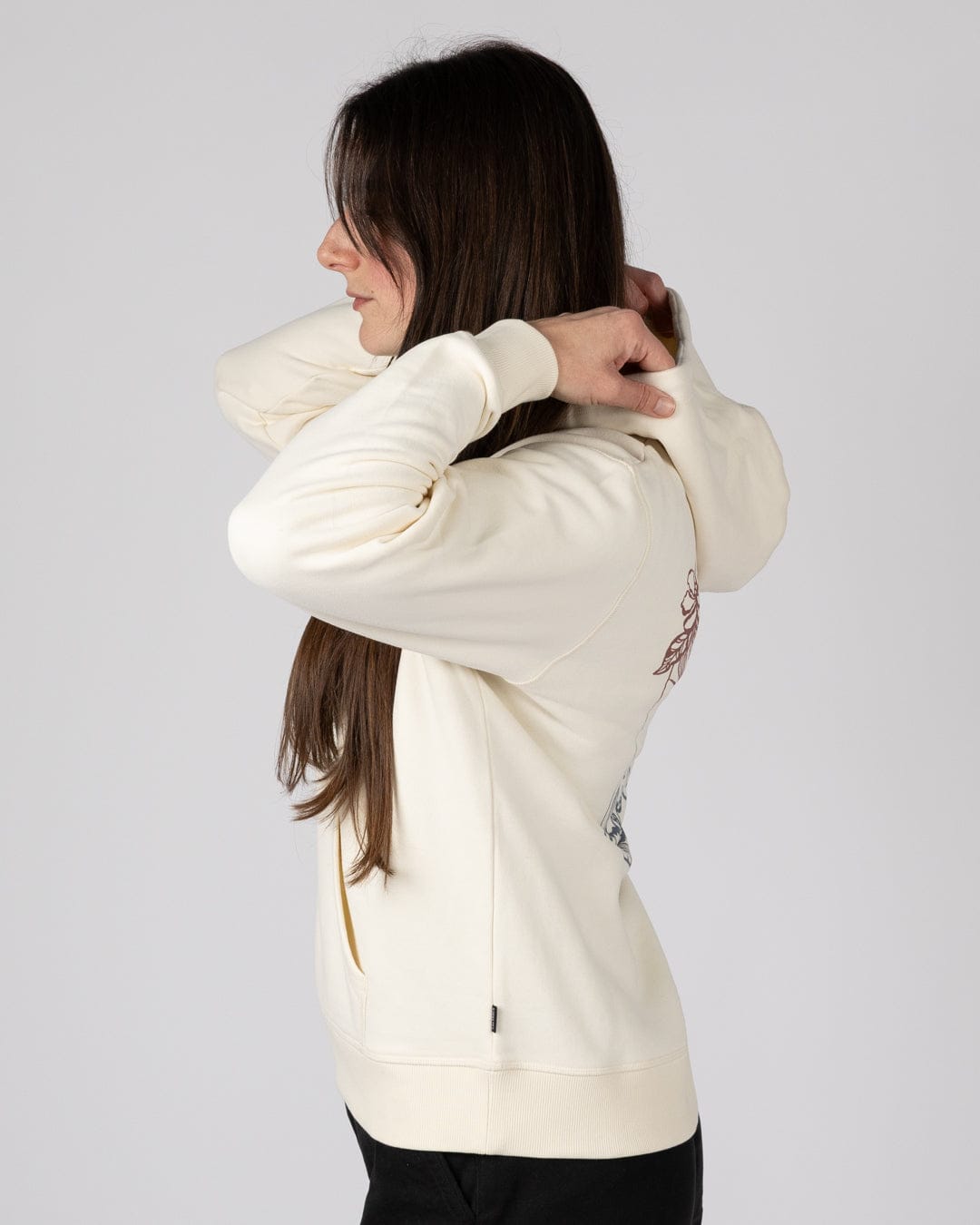 Happy Place Cornwall Womens Pop Hoodie in Cream