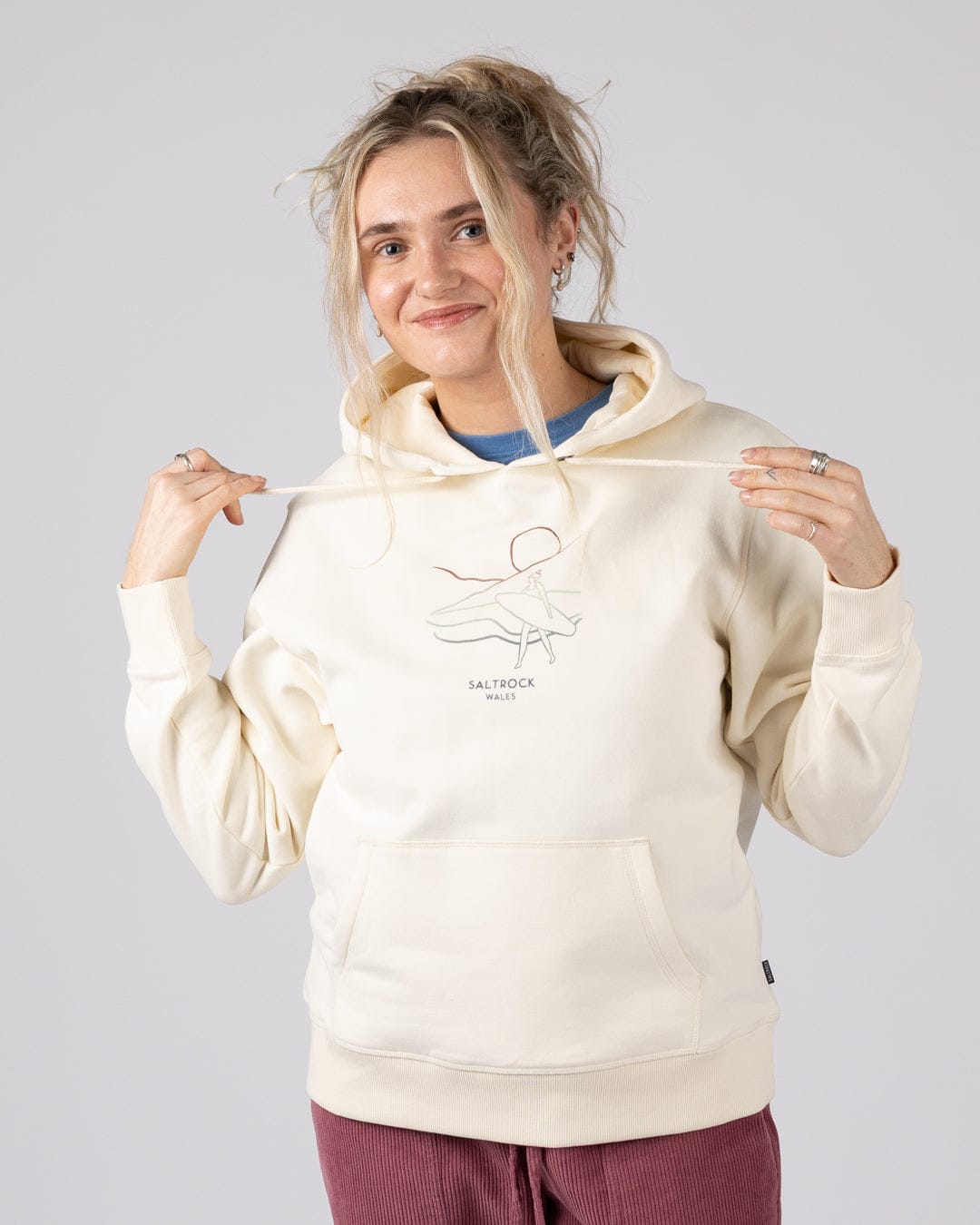 Happy Place Wales Womens Pop Hoodie in Cream
