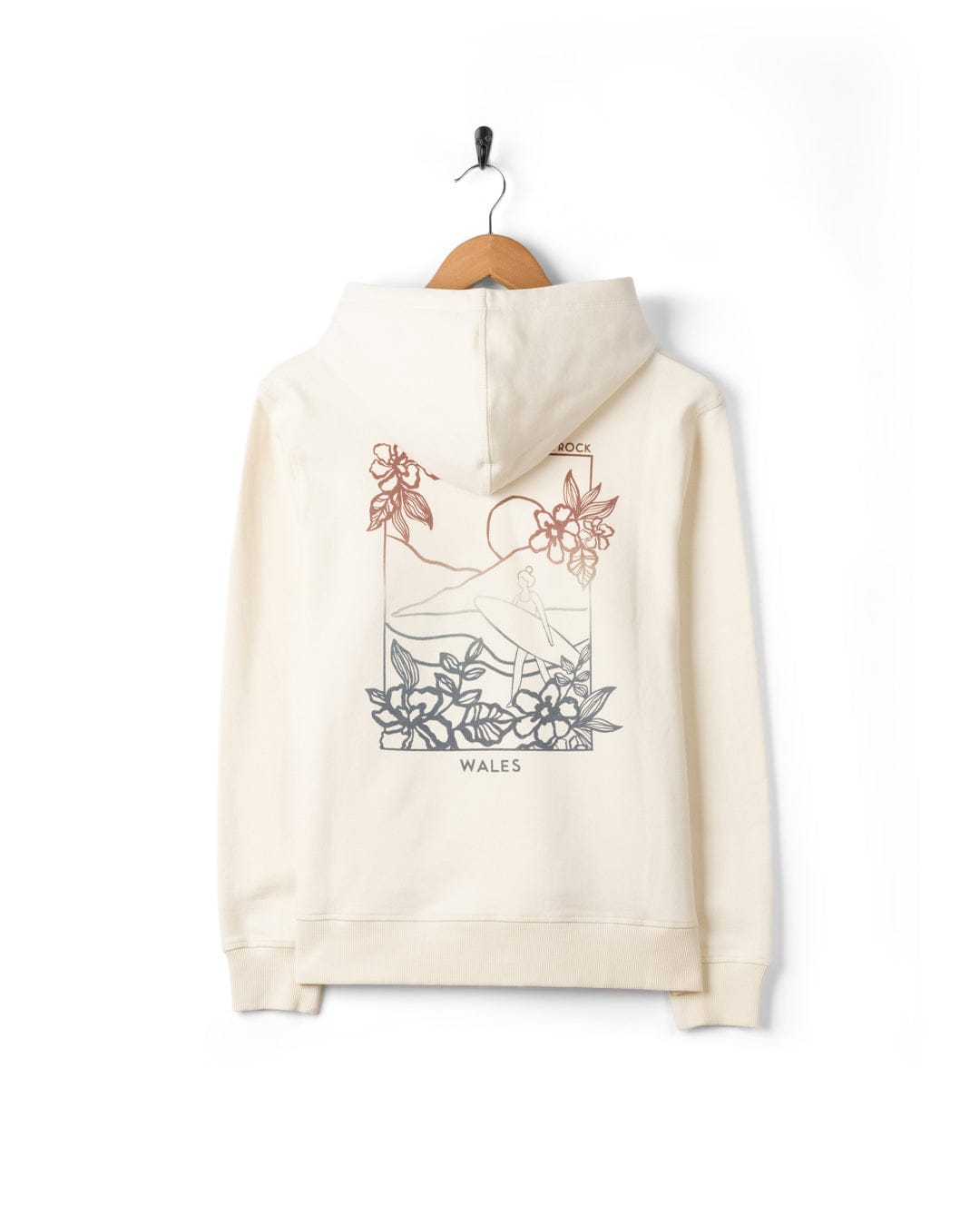 Happy Place Wales Womens Pop Hoodie in Cream