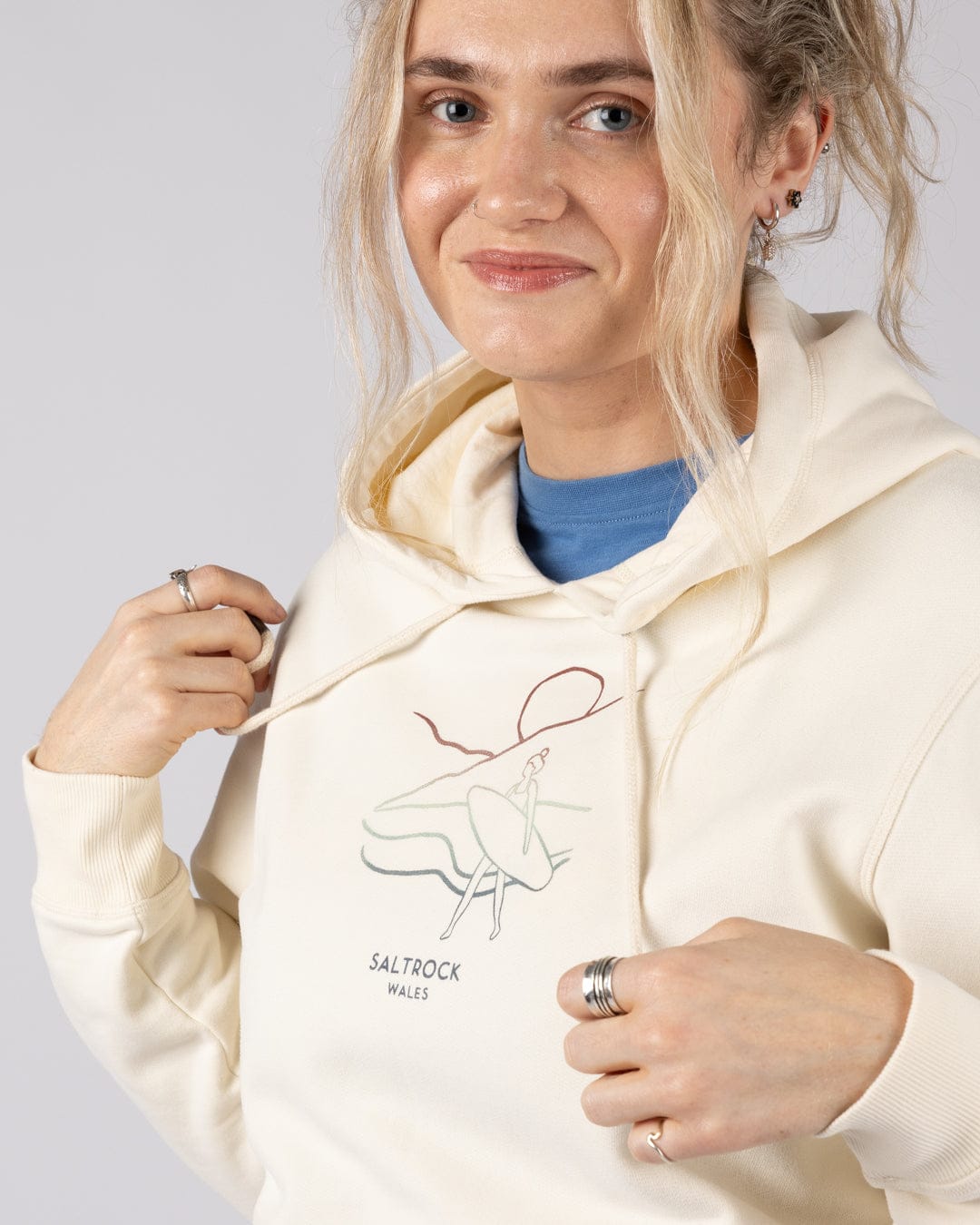 Happy Place Wales Womens Pop Hoodie in Cream