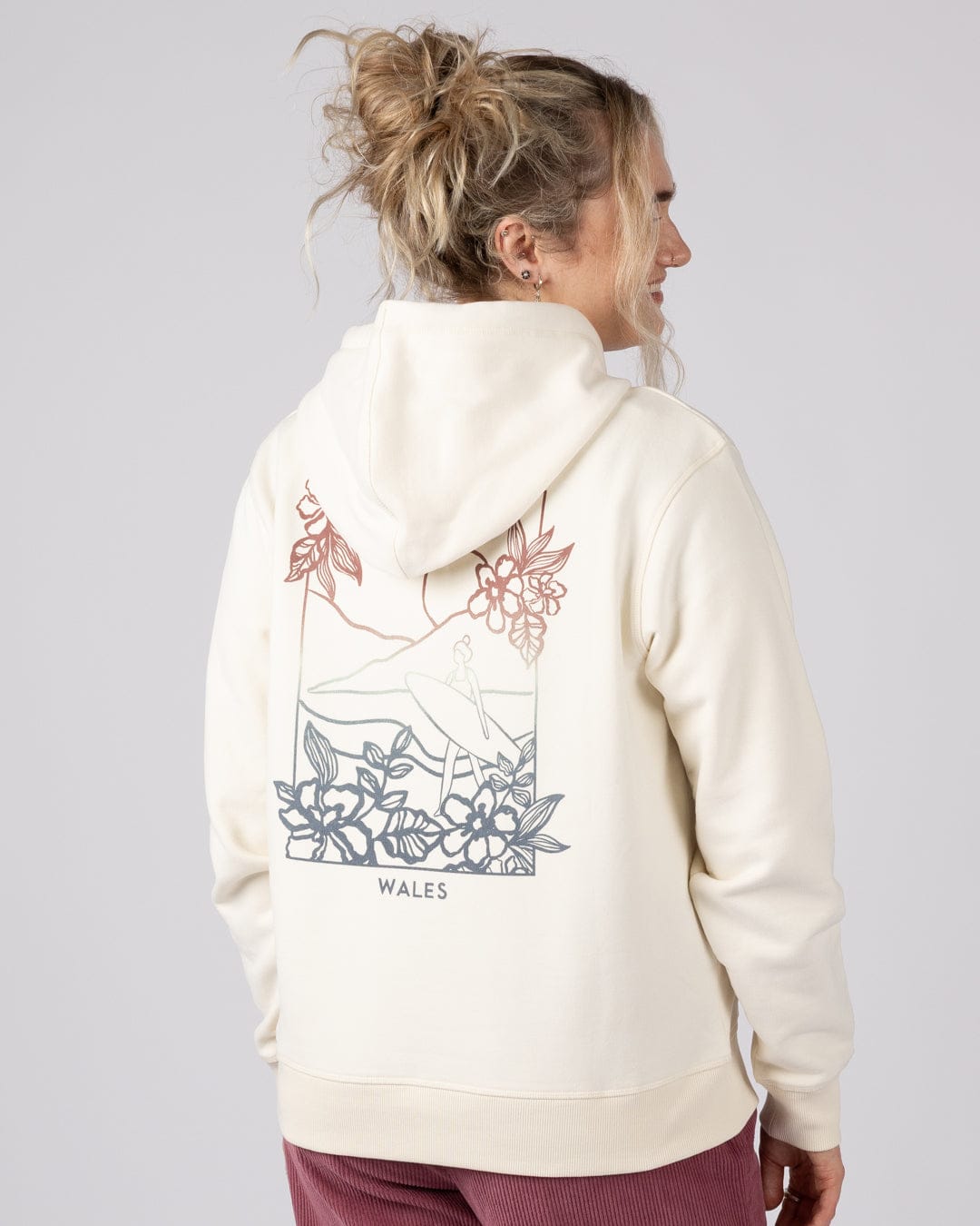 Happy Place Wales Womens Pop Hoodie in Cream