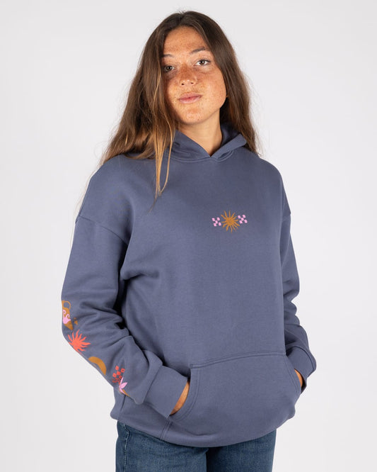 Athena Womens Longline Pop Hoodie in Blue