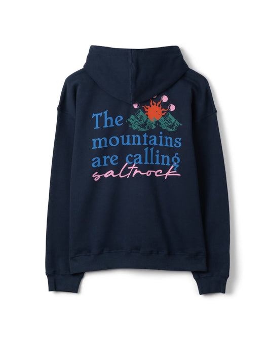Mountain Calling Womens Oversized Pop Hoodie in Blue