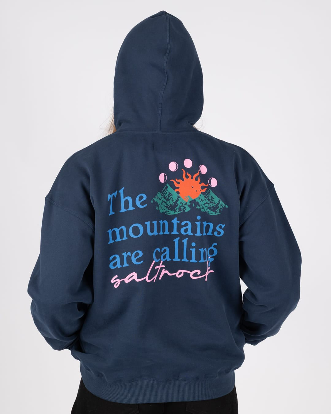 Mountain Calling Womens Oversized Pop Hoodie in Blue