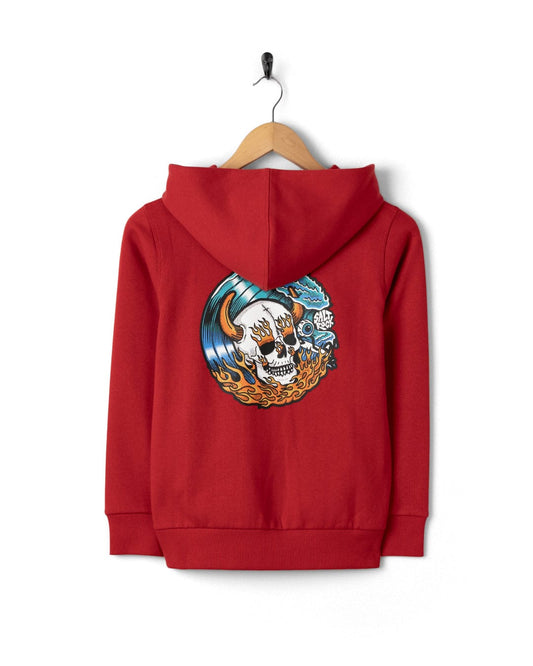 Fire Water Colour - Kids Zip Hoodie - Red