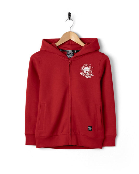Fire Water Colour - Kids Zip Hoodie - Red