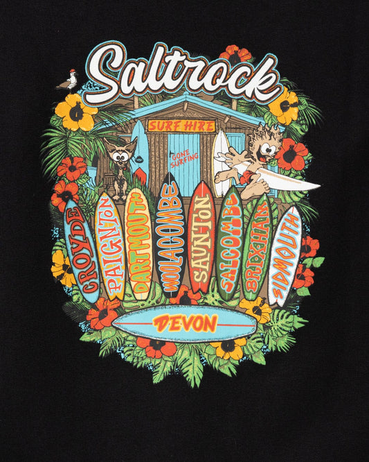 Kid's Surf Shack Devon Pop Hoodie in Black