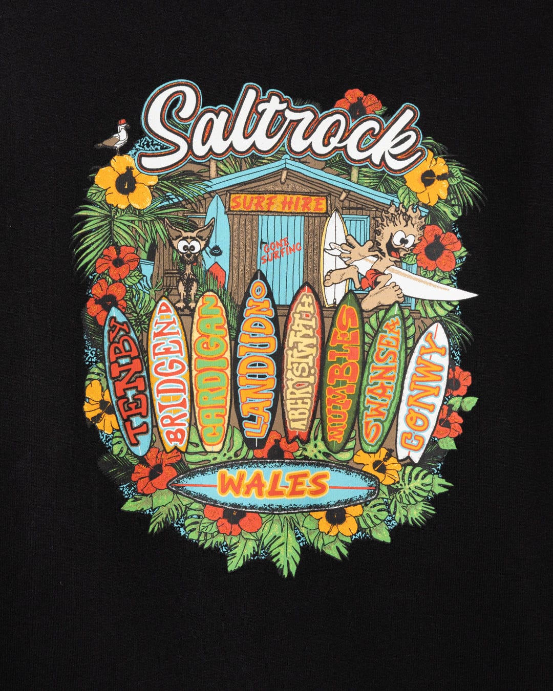 Kid's Surf Shack Wales Pop Hoodie in Black