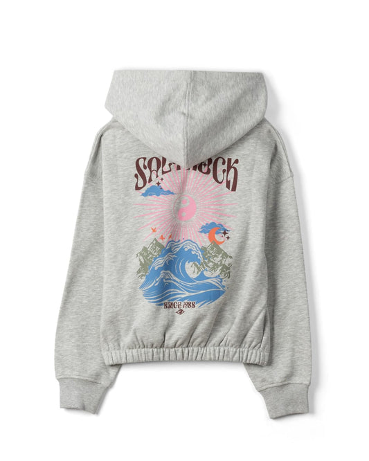 Surf Synergy Kids Cropped Pop Hoodie in Grey