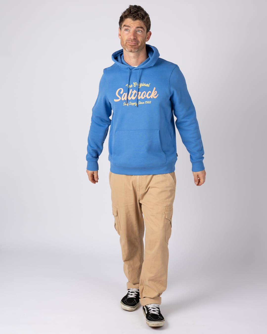 Postcard Bloc Pop Hoodie in Bright Blue