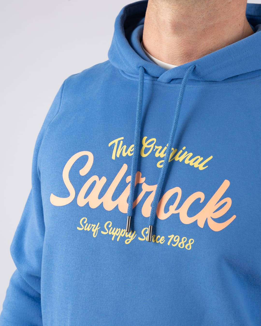 Postcard Bloc Pop Hoodie in Bright Blue