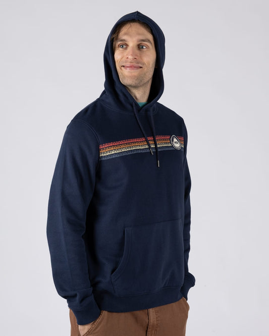 Tribal Stripe Mens Pop Hoodie in Blue