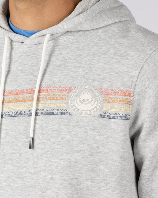 Tribal Stripe Mens Pop Hoodie in Grey