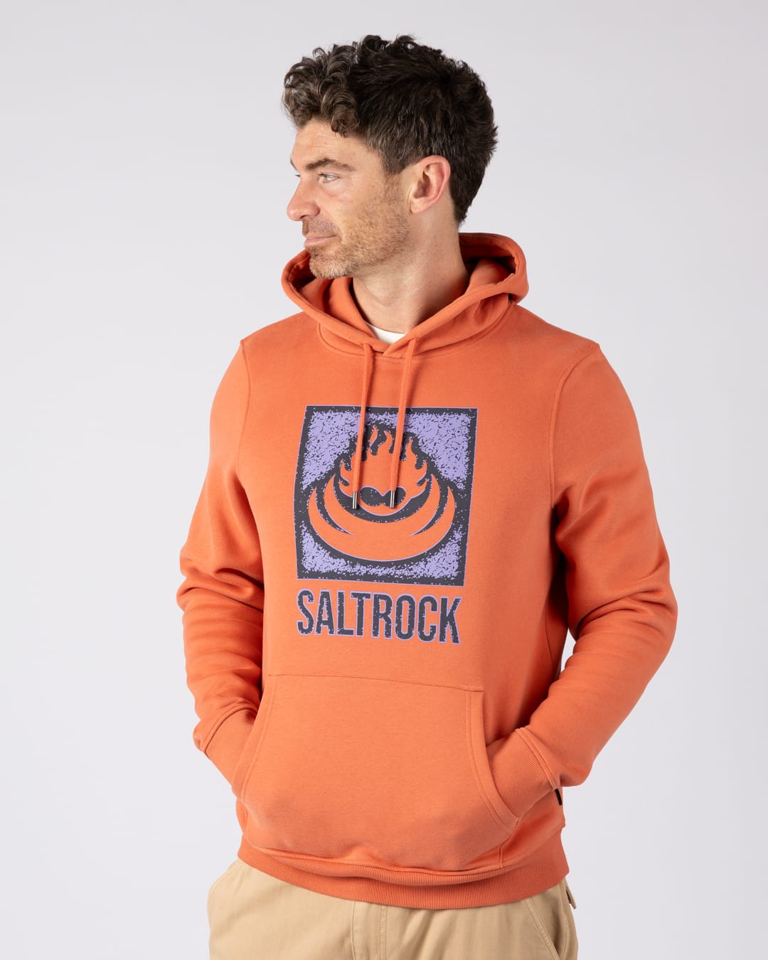 Stamp Flame Pop Hoodie in Orange