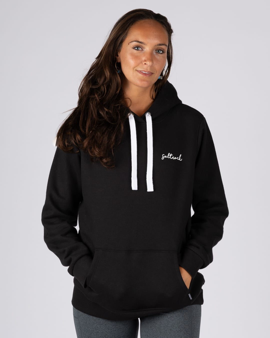 Essential Womens Pop Hoodie in Black