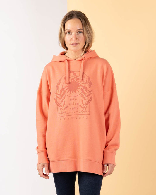 Sunshine Soul - Womens Oversized Pop Hoodie - Coral