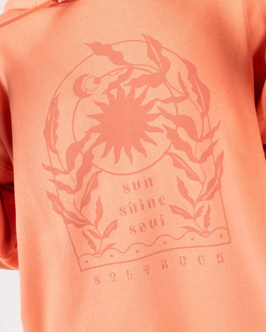 Sunshine Soul - Womens Oversized Pop Hoodie - Coral