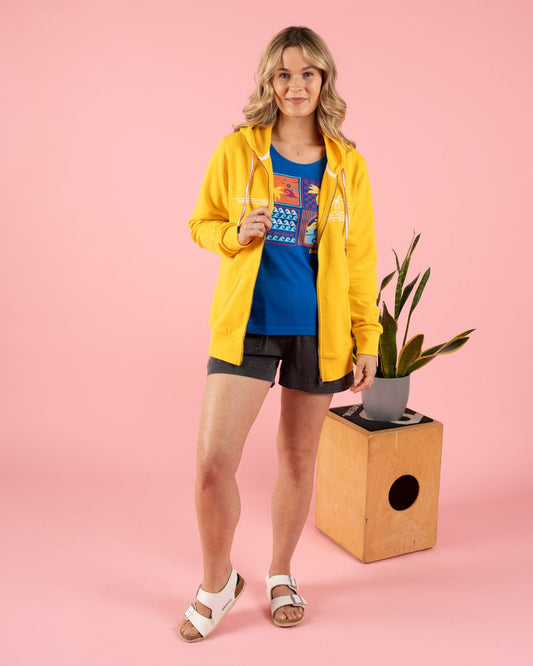 Ocean Stripe - Womens Zip Hoodie - Yellow